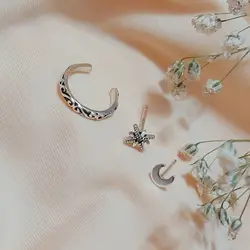 گوشواره نقره زنانه آی ام مدل مهتاب مجموعه 3 عددی