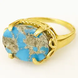 انگشتر نقره زنانه مدل چهار چنگ دستساز فیروزه نیشابوری