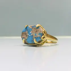 انگشتر نقره زنانه مدل چهار چنگ دستساز فیروزه نیشابوری