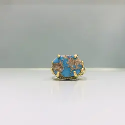 انگشتر نقره زنانه مدل چهار چنگ دستساز فیروزه نیشابوری