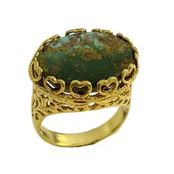 انگشتر نقره زنانه مدل چنگ قلبی فیروزه نیشابوری302-