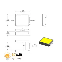 SMD LED پکیج 2835 سفید مهتابی 9V 1W مارک CHangFang (بسته 10 عددی)