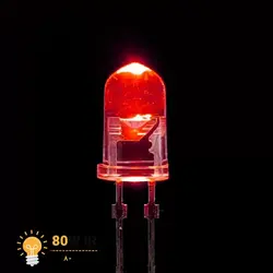 ال ای دی 5mm قرمز شیشه ای پایه بلند (بسته 20 عددی)