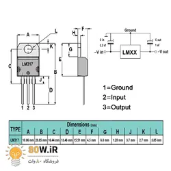 رگولاتور ولتاژ LM317 پکیج TO-220
