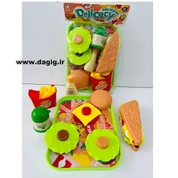 خرید اسباب بازی ست سیب زمینی سرخ کرده و همبرگر با لوازم و سینی به قیمت بسیار خوب