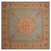 رومیزی مربع ترمه ابریشم تار سفید کد TRM90