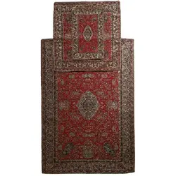سجاده و جانماز ترمه ابریشم کد TRSAJJA3 نفیس رنگ قرمز آستر زرشکی لبه مغزی دوزی
