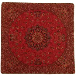 کاور کوسن ترمه ابریشم کد QUTR10 نفیس رنگ قرمز مات آستر زرشکی لبه مغزی دوزی