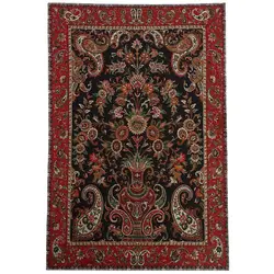 رومیزی تابلوئی ترمه ابریشم کد TRTAB22 نفیس رنگ مشکی لایی چسب دار بدون آستر