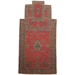سجاده و جانماز ترمه ابریشم کد TRSAJJA57 نفیس رنگ قرمز مات آستر زرشکی لبه مغزی دوزی