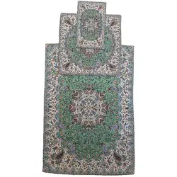 سجاده و جانماز ترمه ابریشم کد TRSAJJA۴۴ نفیس رنگ سبز آستر سبز لبه مغزی دوزی