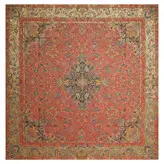 رومیزی مربع ترمه ابریشم تار سفید کد TRM96