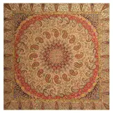 رومیزی مربع ترمه ابریشم تار سفید کد TRM77