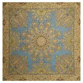 رومیزی مربع ترمه ابریشم تار سفید کد TRM88