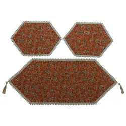 ست 3 تکه رومیزی ترمه ابریشم کد TRSETE49