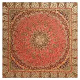 رومیزی مربع ترمه ابریشم تار سفید کد TRM76