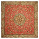 رومیزی مربع ترمه ابریشم تار سفید کد TRM117