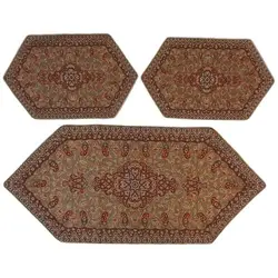 ست 3 تکه رومیزی ترمه ابریشم کد TRSETE43