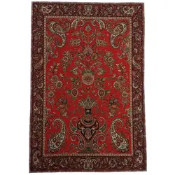 رومیزی تابلوئی ترمه ابریشم کد TRTAB21 نفیس رنگ قرمز لایی چسب دار بدون آستر