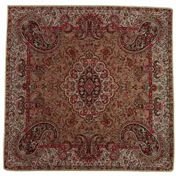 کاور کوسن ترمه ابریشم کد QUTR15 نفیس رنگ کرم پررنگ آستر کرم لبه مغزی دوزی