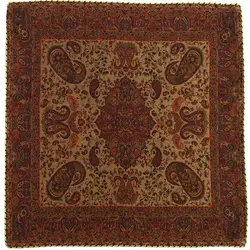 کاور کوسن ترمه ابریشم کد QUTR13 نفیس رنگ کرم پررنگ مات آستر شکلاتی لبه مغزی دوزی