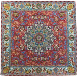 رومیزی مربع ترمه ابریشم کد TRM159