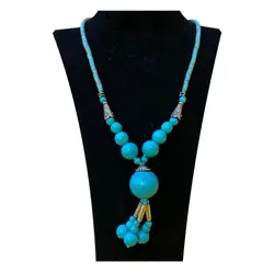 گردنبند سنگی زنانه کد GARSAN11 هندی سنگ فیروزه