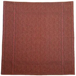 رومیزی مربع ترمه ابریشم کد TRM213 نفیس رنگ مشکی آستر زرشکی