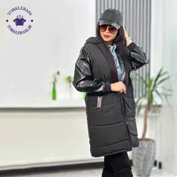 کاپشن آستین چرم