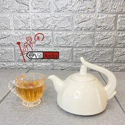 قوری تک چینی سفید دسته بالا