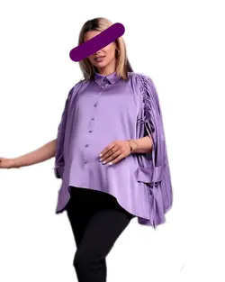 شومیز بارداری و شیردهی ساتن آستین گت یقه مردانه کد 1659