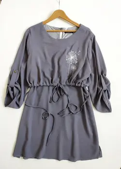 تونیک بارداری و شیردهی جلو بسته کمر کت یقه گرد گلدوزی طرح قاصدک کد 1511