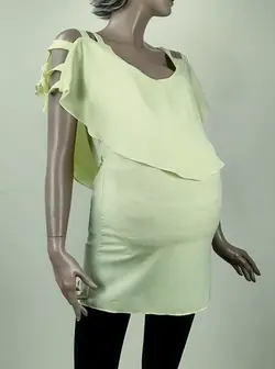 تاپ تونیک بارداری و شیردهی یقه دلبری پشت ضرب دری پارچه حریر زنانه کد0464