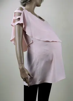 تاپ تونیک بارداری و شیردهی یقه دلبری پشت ضرب دری پارچه حریر زنانه کد0464