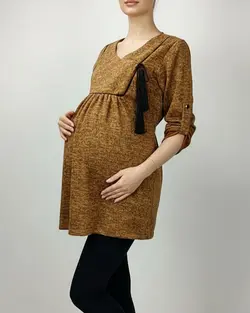 شومیز بارداری و شیردهی جلو بسته منگوله دار آستین بلند پارچه آنغوره زنانه کد  کمر بند دار کد 1413