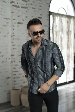 پیراهن مردانه آستین بلند راه راه جدید کد 11062 - فروشگاه پوشاک M2Mode