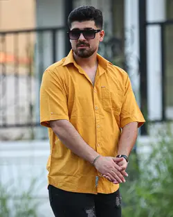 پیراهن مردانه آستین کوتاه M&J خردلی کد 10719 - فروشگاه پوشاک M2Mode