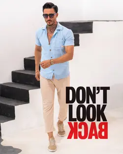 پیراهن مردانه آستین کوتاه یقه مراکشی آبی روشن کد 10618 - فروشگاه پوشاک M2Mode