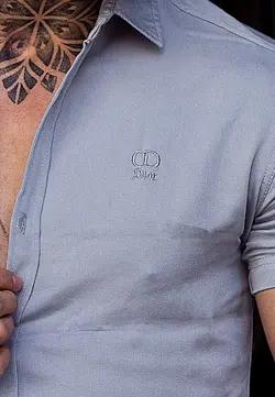 پیراهن مردانه آستین کوتاه طوسی روشن DIOR کد 10429 - فروشگاه پوشاک M2Mode