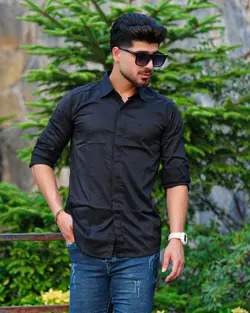 پیراهن مردانه آستین بلند مشکی 