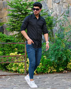 پیراهن مردانه آستین بلند مشکی 