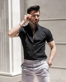 پیراهن مردانه آستین کوتاه مشکی DIOR کد 10432 - فروشگاه پوشاک M2Mode