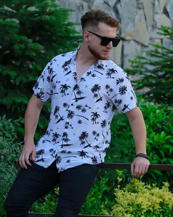 پیراهن مردانه آستین کوتاه هاوایی کد 8029 - فروشگاه پوشاک M2Mode