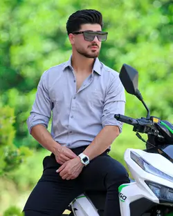 پیراهن مردانه آستین بلند طوسی روشن GUCCI کد 7735 - فروشگاه پوشاک M2Mode