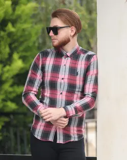 پیراهن مردانه آستین بلند چهارخانه کد 7671 - فروشگاه پوشاک M2Mode