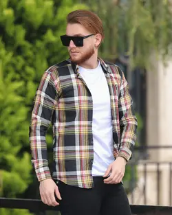 پیراهن مردانه آستین بلند چهارخانه کد 6632 - فروشگاه پوشاک M2Mode