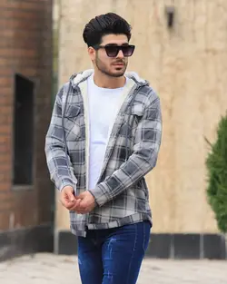 پیراهن چهارخانه پشمی داخل خز طوسی _ روشن کد 5668 - فروشگاه پوشاک M2Mode