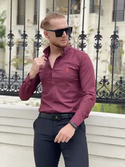 پیراهن مردانه POLO زرشکی کد 4110 - فروشگاه پوشاک M2Mode