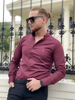 پیراهن مردانه POLO زرشکی کد 4110 - فروشگاه پوشاک M2Mode