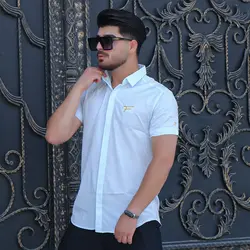 پیراهن مردانه آستین کوتاه FENDI آبی آسمانی کد 3295 - فروشگاه پوشاک M2Mode